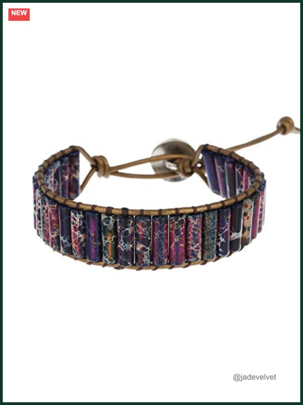 Boho Handmade Natural Stone Crystal Leather Wrap Bracelet Adjustable